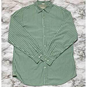 BANANA REPUBLIC Classic Fit Mens Shirt Size Large Green Striped Long Sleeve